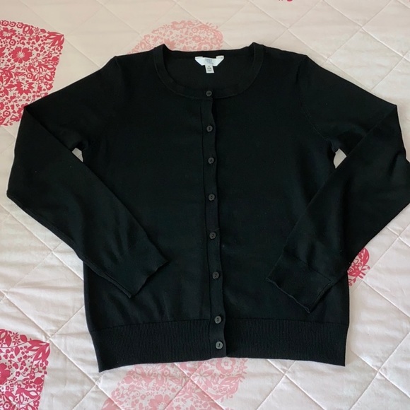 Time and Tru Sweaters - Time & Tru Black Round Neck Cardigan Size S